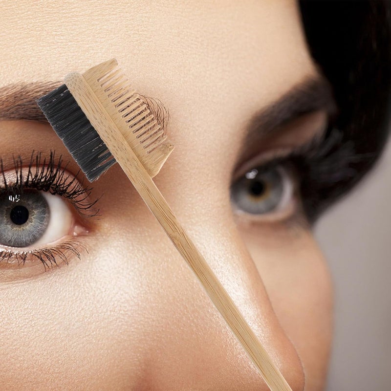 Wooden Handle Double Headed Eyebrow Brush And Eyelash Comb For Precise Brow Styling - Image 5